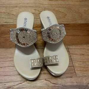 Wedge Sandals Gold rhinestones